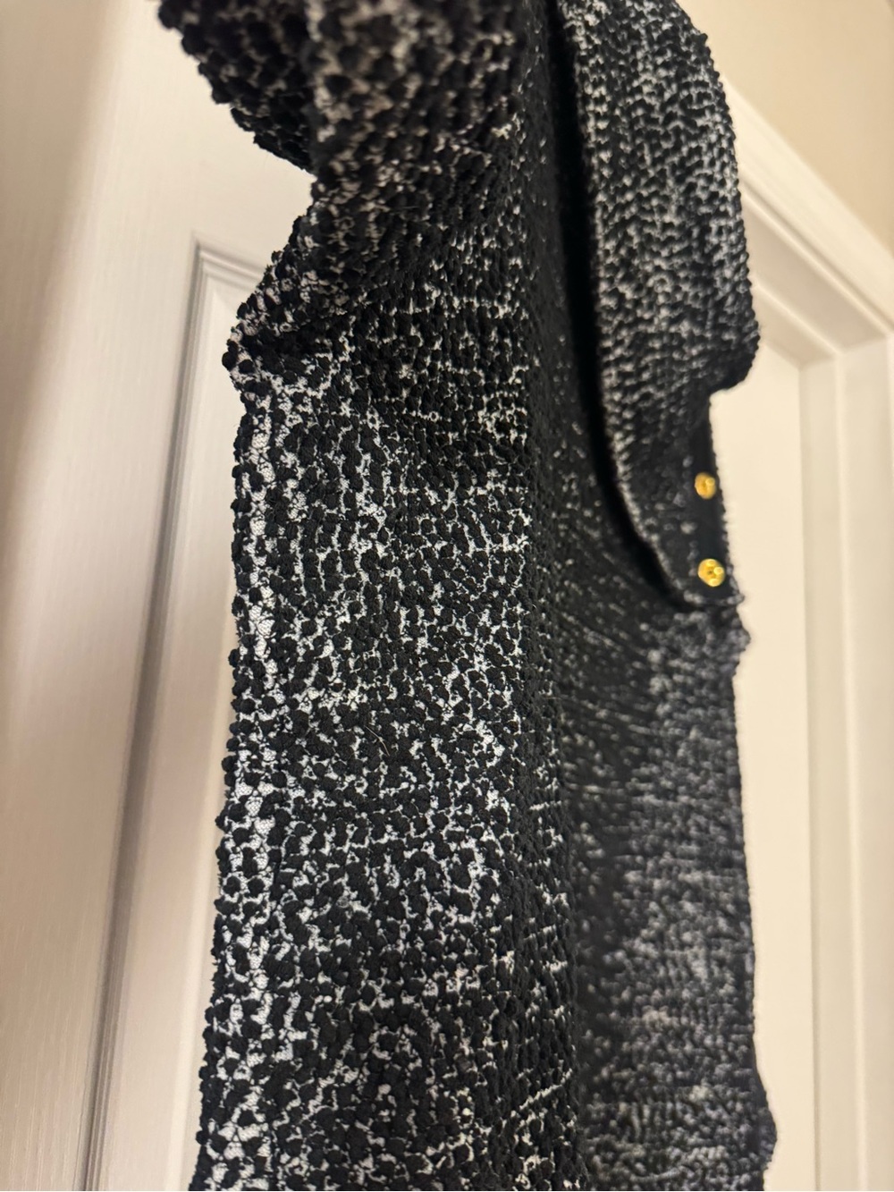 Calvin Klein Black & White Marled Funnel Neck Sweater with Snap Detail - Picture 7 of 13